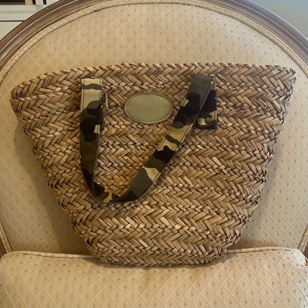 Neiman Marcus Basket Bag with Army Handle
